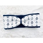 headband "maritim" in loop-look with light grey velvet ribbon