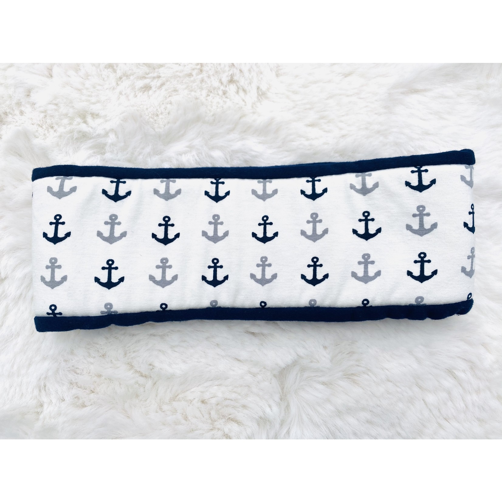 "Maritime" headband with anchors in blue and grey