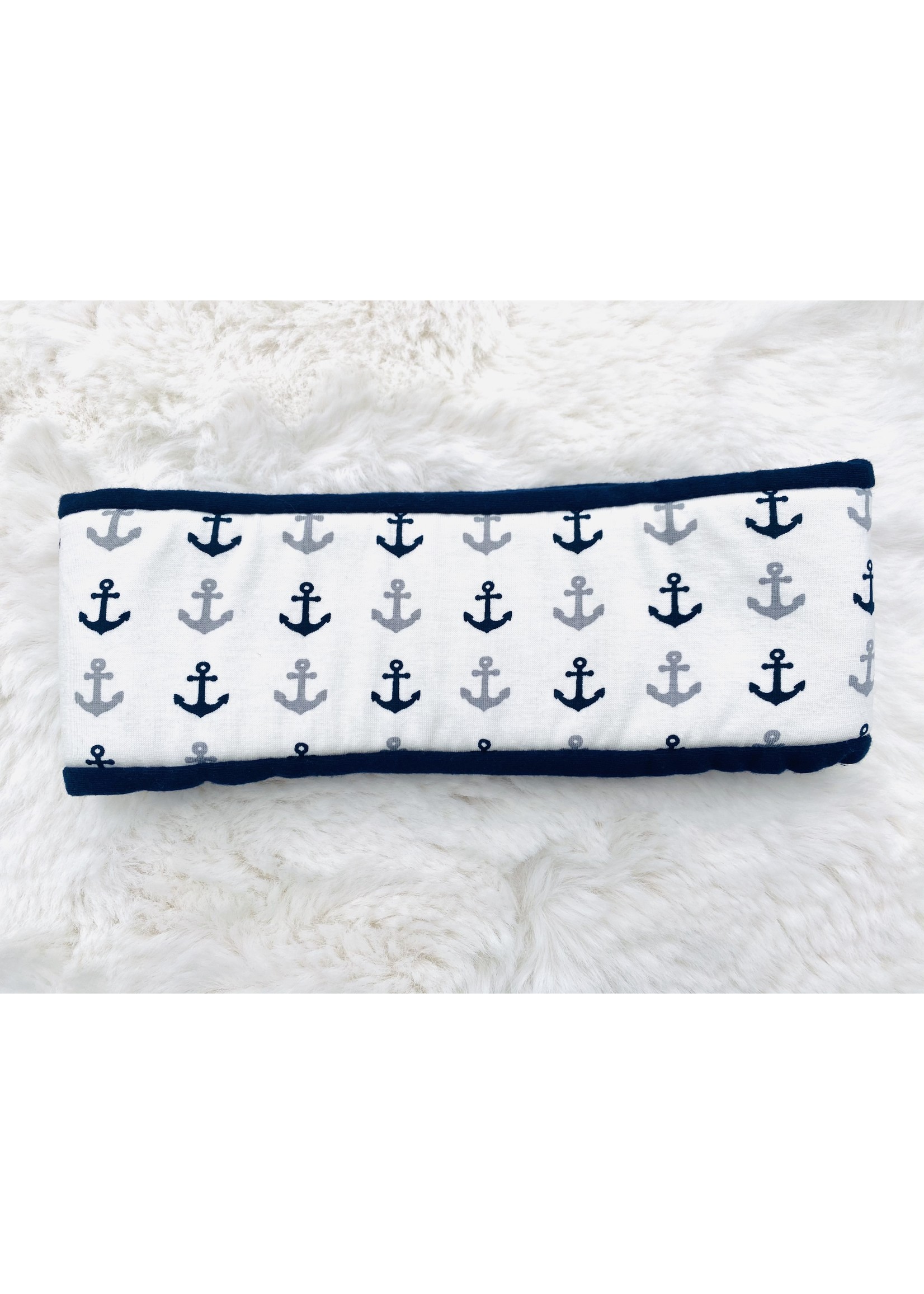 "Maritime" headband with anchors in blue and grey