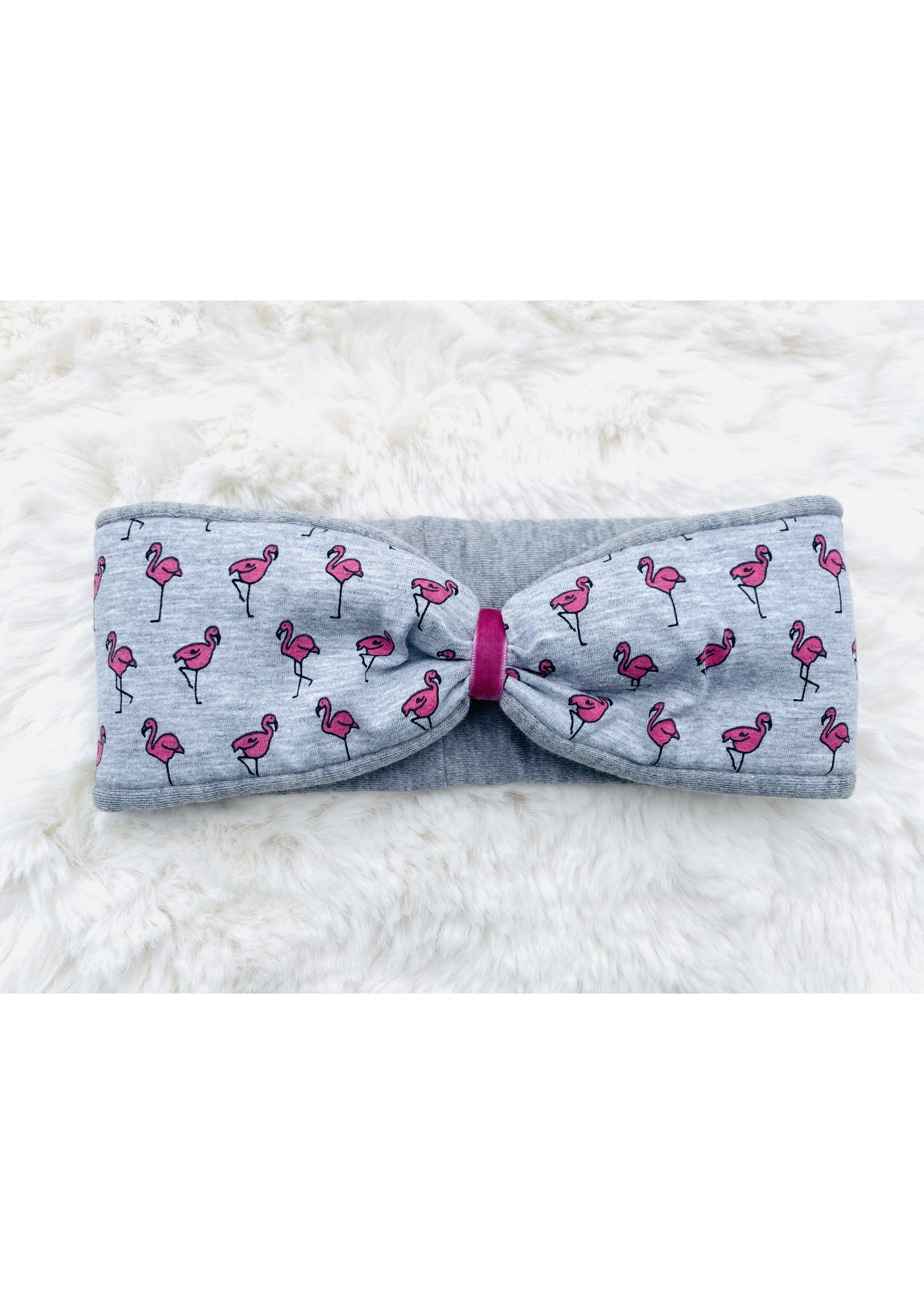headband "flamingo" in loop-look with rose velvet ribbon