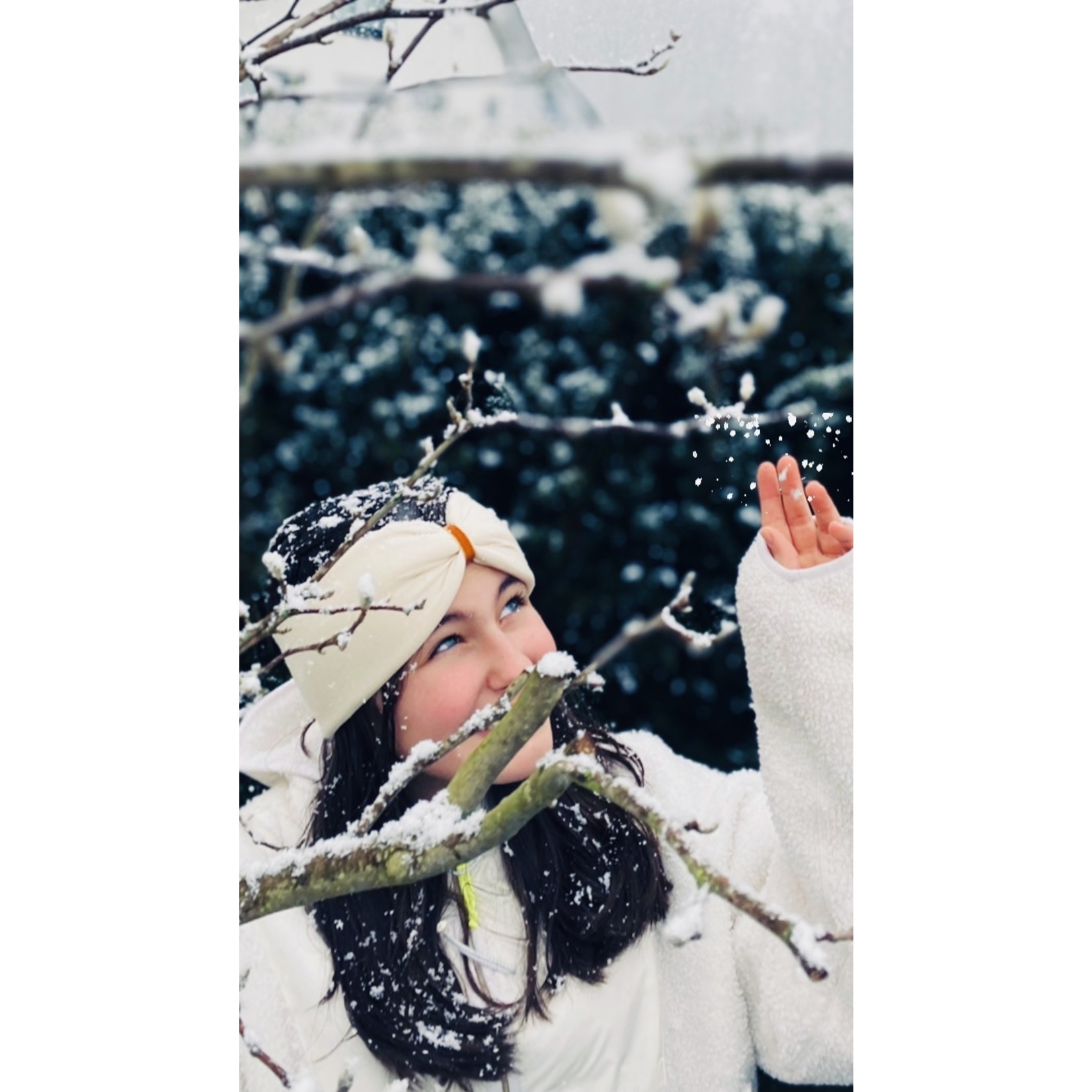 Kopfband "Crema" in Schleifen Optik mit ockerfarbenem Samtband