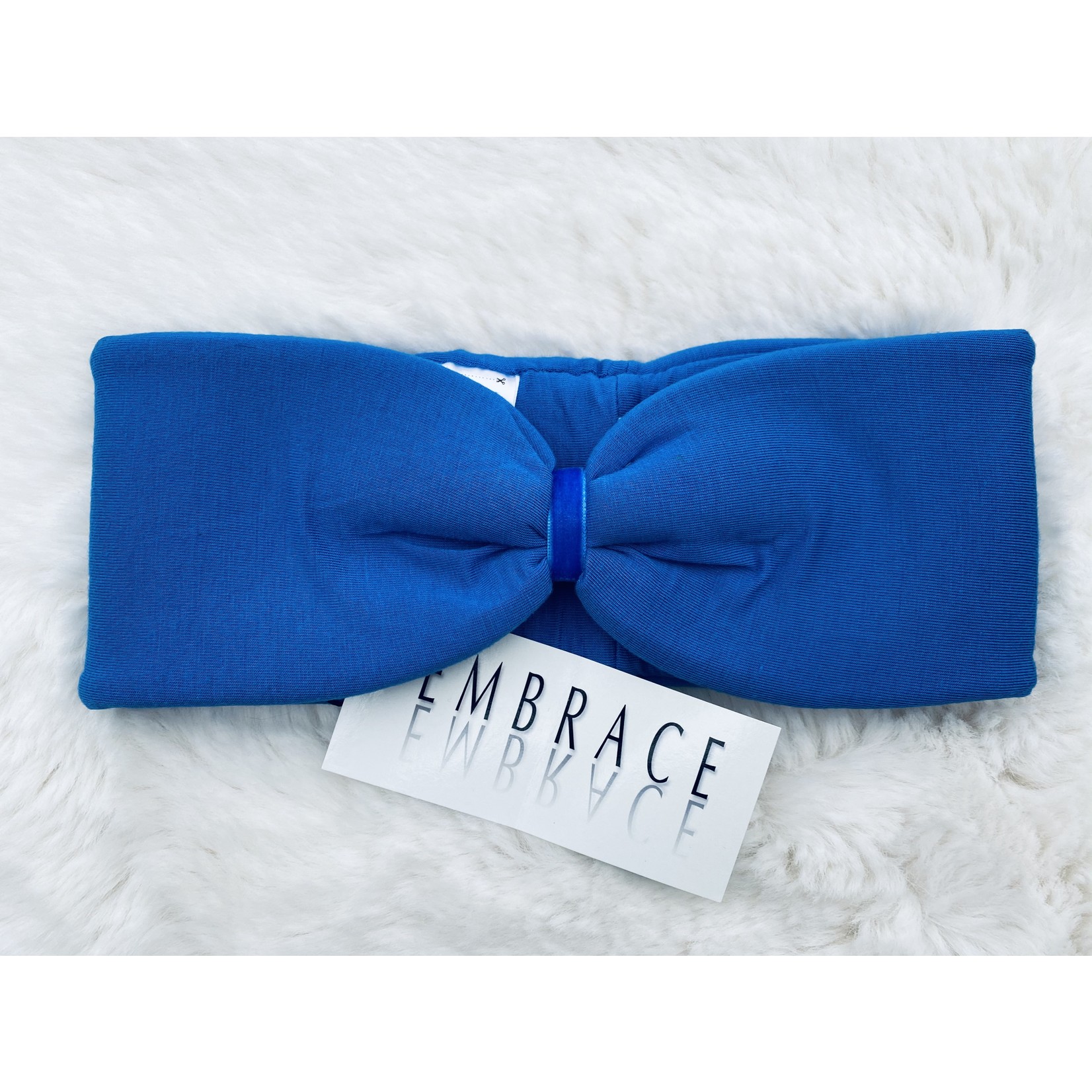 "Azzurro" headband in loop-look with royal blu velvet ribbon