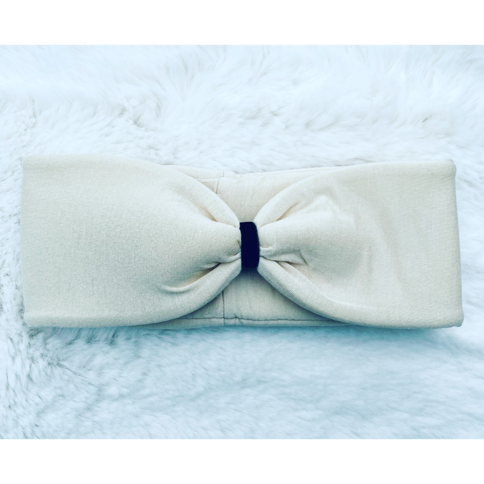 Kopfband "Crema" in Schleifen Optik mit schokobraunem Samtband