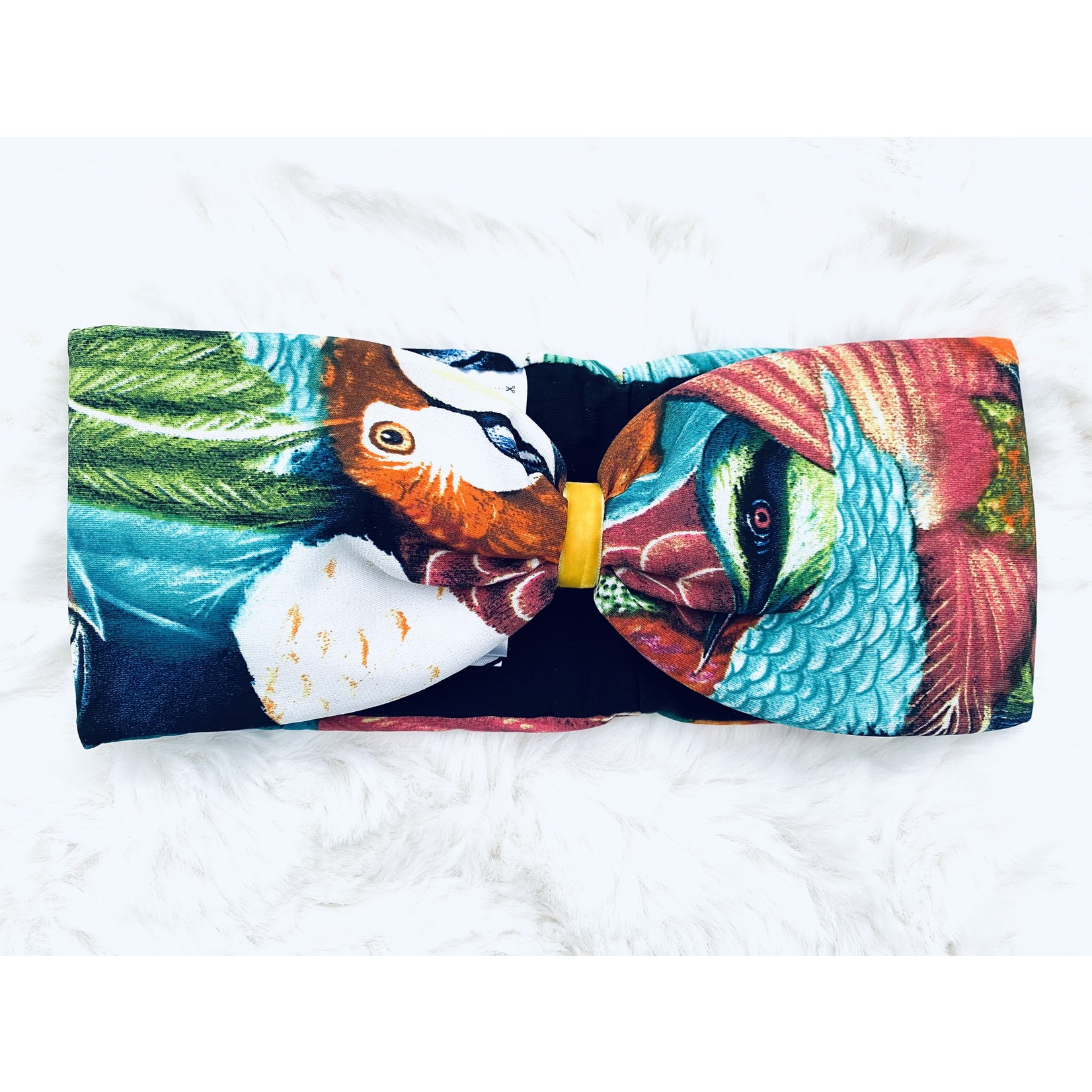 "Exotic" headband in loop-look with yellow velvet ribbon