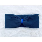 "Blu" headband in loop-look draped with royal-blu velvet ribbon