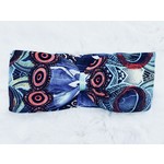 Headband "Pavone blu" with blu velvet ribbon