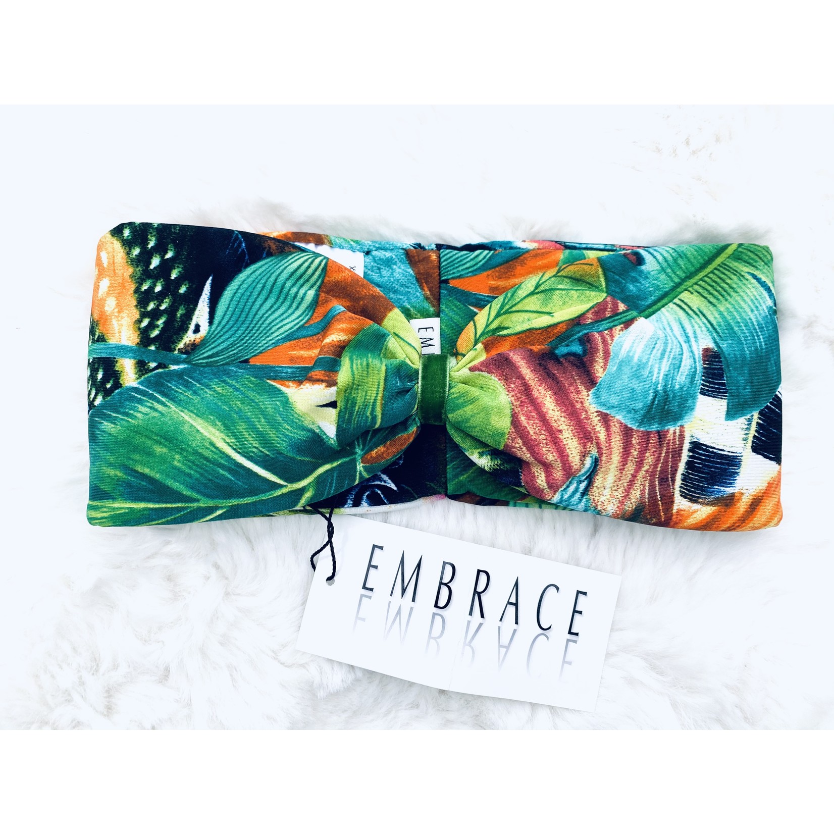 Kopfband "Exotic" in Schleifenoptik mit grünem Samtband