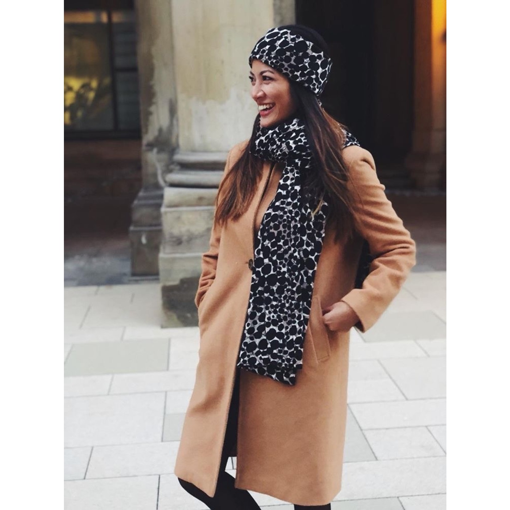 Kopfband "Beige dot black"