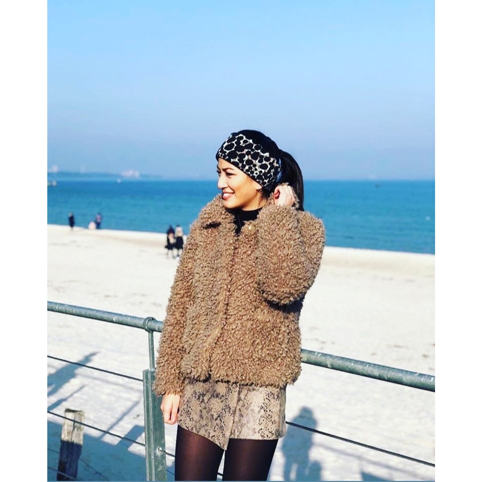 headband "Beige dot black"