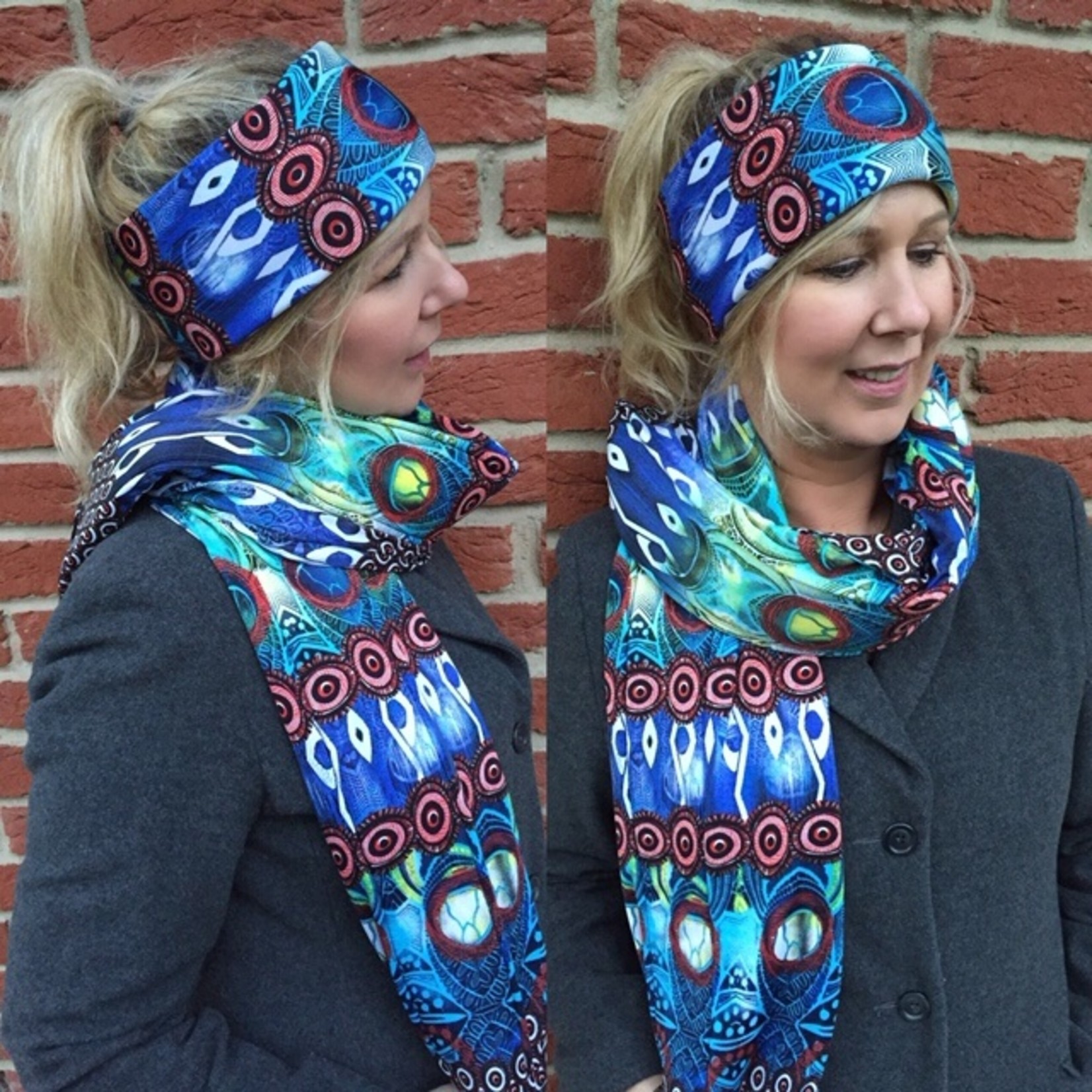 headband "Pavone Blu Azzurro"