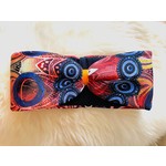 Headband "Pavone giallo" with orange velvet ribbon