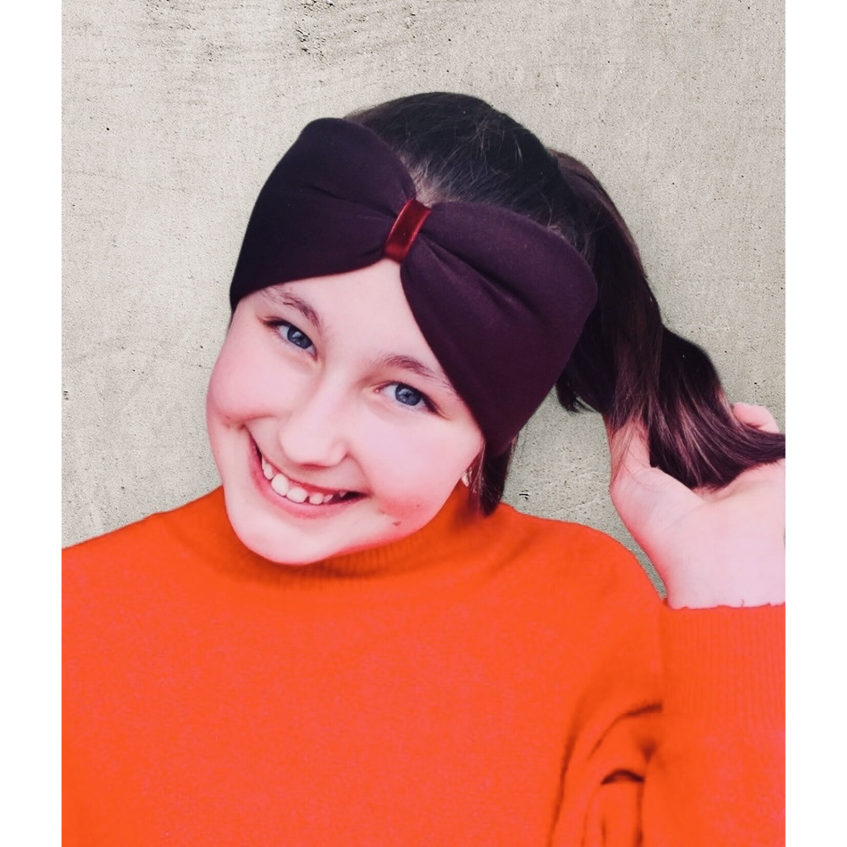Headband "Schoko" with red velvet ribbon