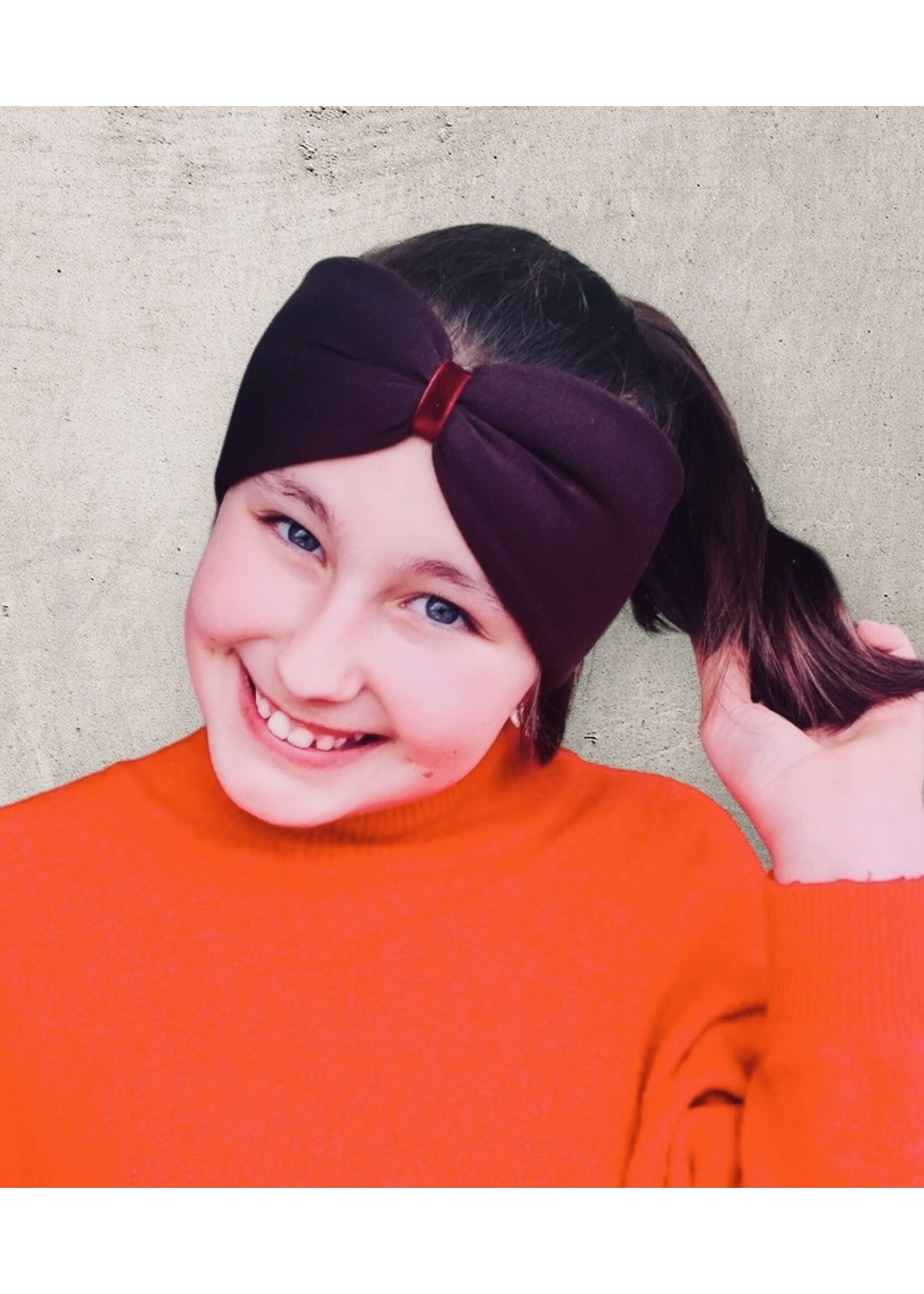 Headband "Schoko" with red velvet ribbon