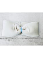 "Crema" headband in  loop-look with iceblue colored velvet ribbon