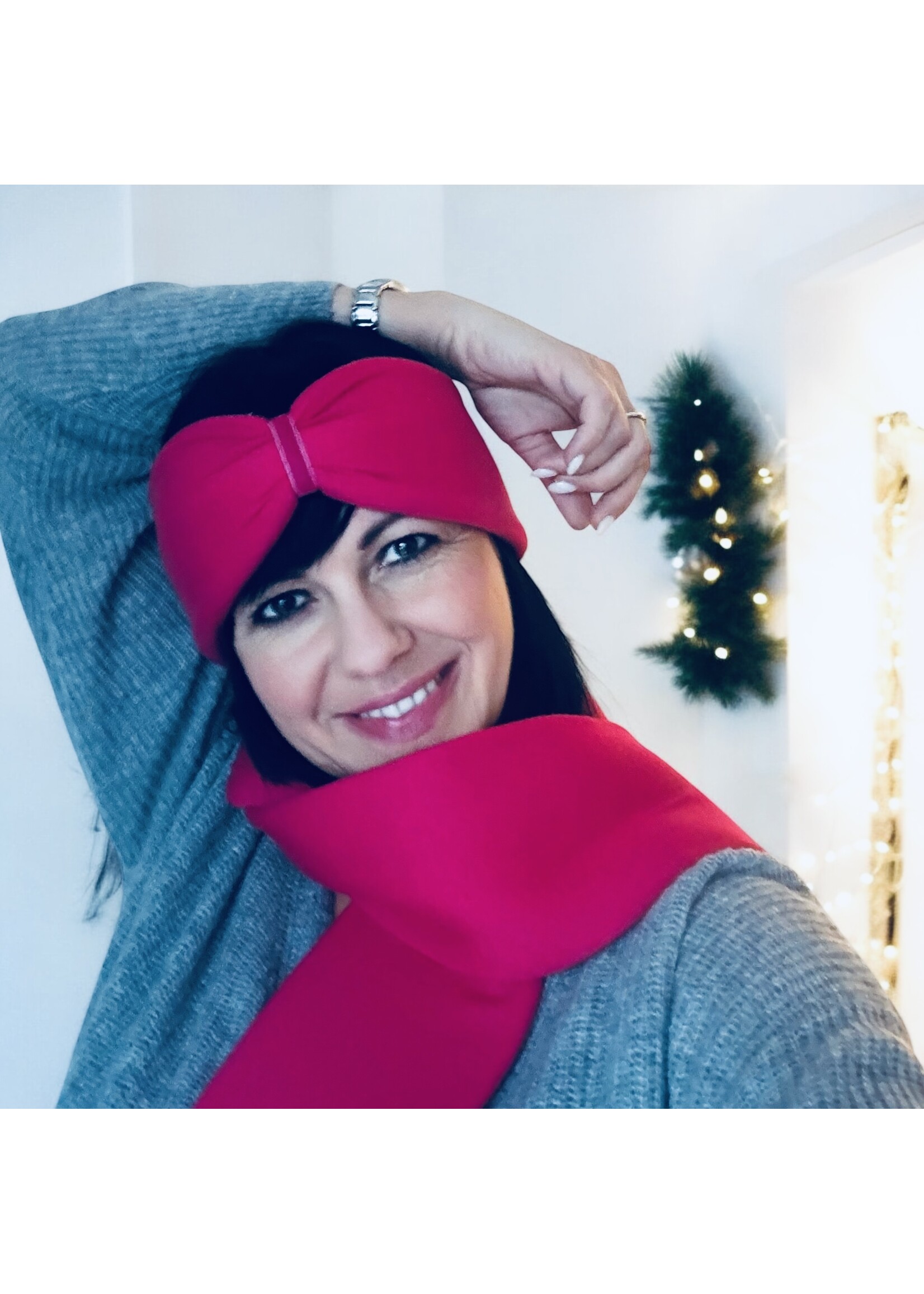 Kopfband "Magenta" in Schleifen Optik mit pinkem Samtband