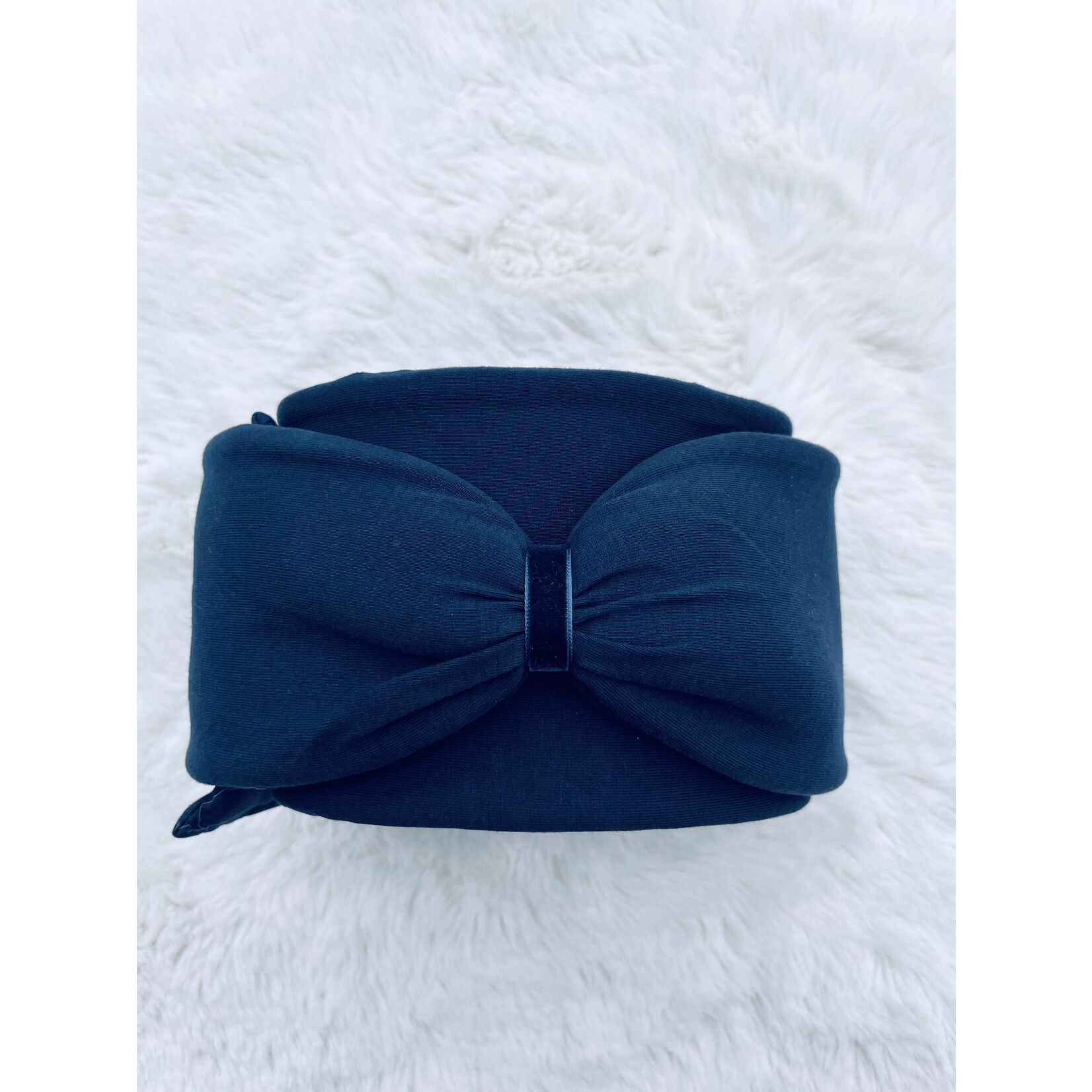 "Blu" headband in loop-look draped with blu velvet ribbon