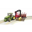 Bruder John Deere 7930 tracteur avec remorque forestière et 4 troncs 1:16