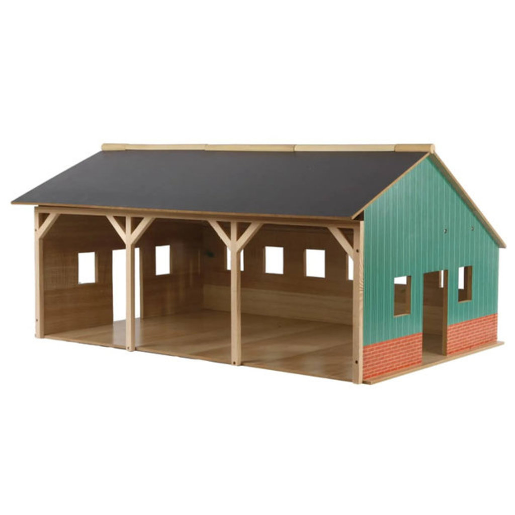 Etable avec hangar en bois (1:32) - Jeux et jouets Kids Globe Farming - Avenue des Jeux