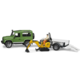 Bruder Land Rover Defender avec remorque, mini pelleteuse et homme de chantier 1:16