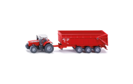 SIKU Massey Ferguson 8480 met 3-assige aanhanger