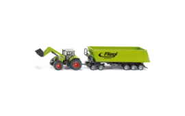 SIKU Claas met voorlader, Dolly en oplegger 1:50