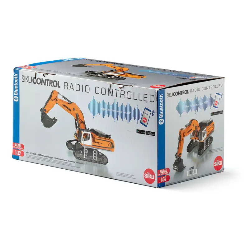 Siku 6740 Excavateur Liebherr R980 SME Télécommandé – 1:32, Métal, Bluetooth Et App, Sons Inclus – Pour Fans De Pelleteuses