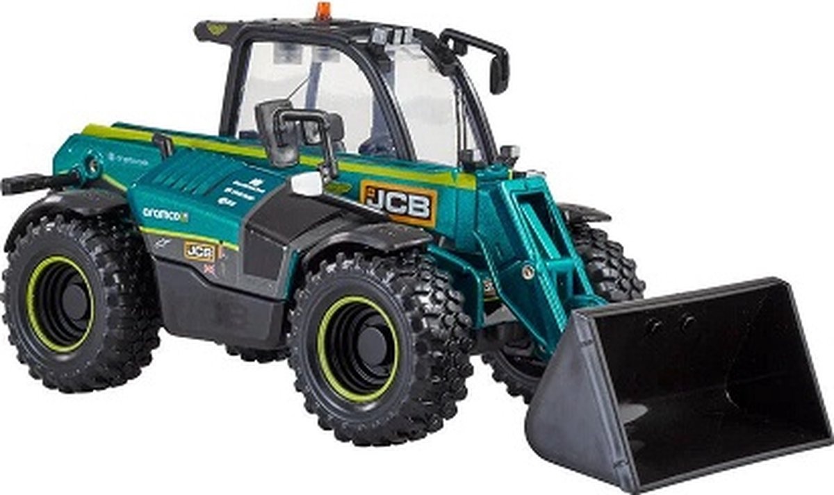 Britains JCB 541-70 AgriPro Loadall F1 Limited edition schaal 1:32, verreiker in Aston Martin Cognizant F1 team van JCB