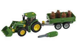 Theo Klein John Deere trekker met voorlader en aanhanger 1:24