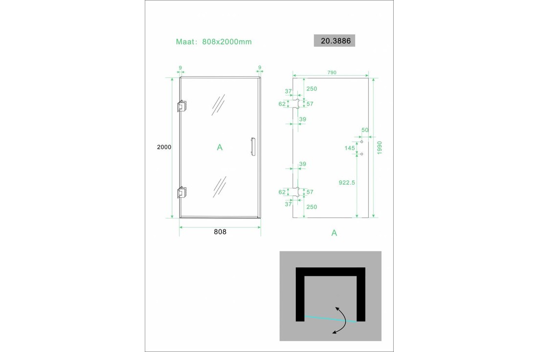 Nevi Douchedeur Nisdeur Profielloos Design 80x200