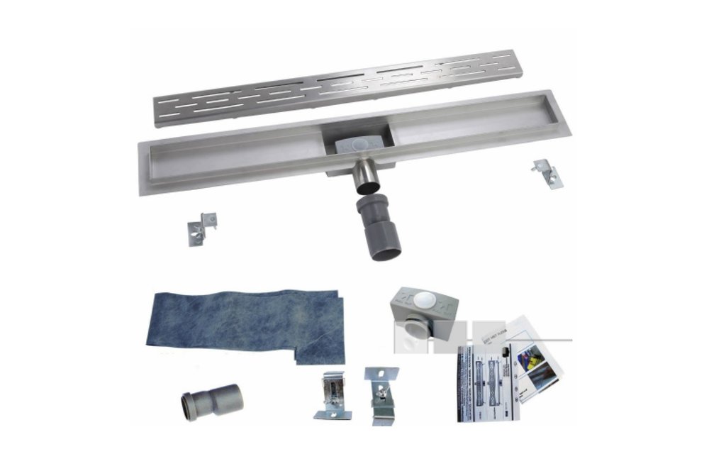 RVS douchegoot met flens 100x7 cm