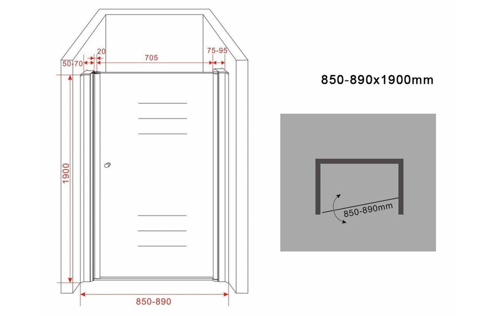 Porto draaideur nisdeur 85x190 met helder glas