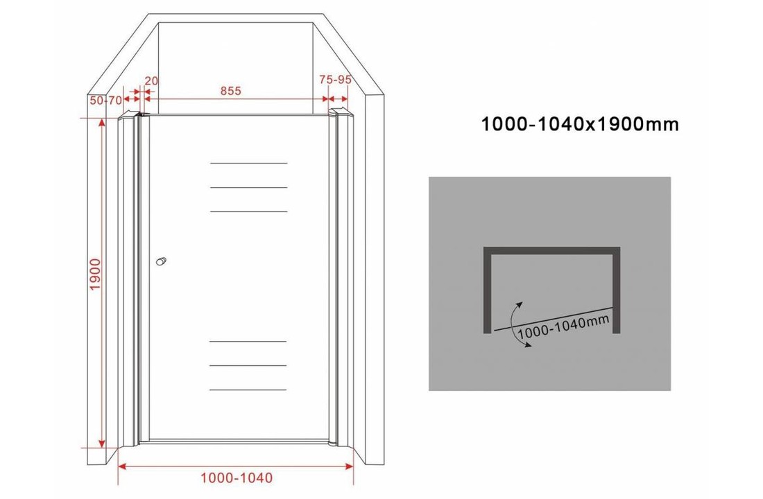 Porto draaideur nisdeur 100x190 met helder glas