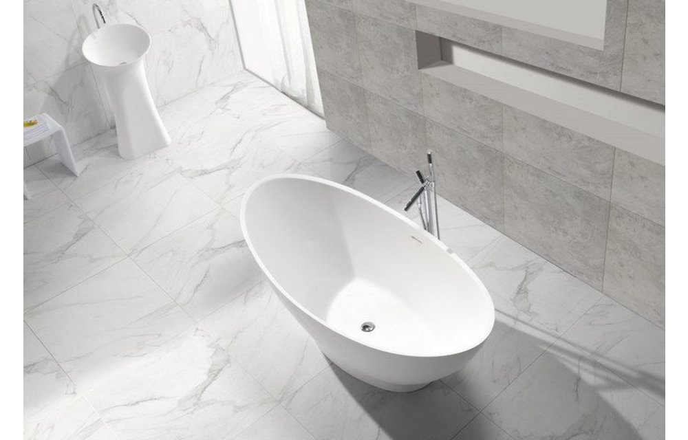 Vrijstaand ligbad Solid Surface 186 x 82 x 59 cm wit