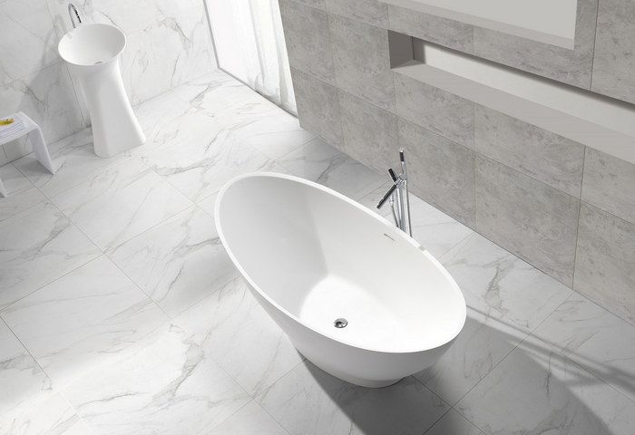 Vrijstaand ligbad Solid Surface 186 x 82 x 59 cm wit