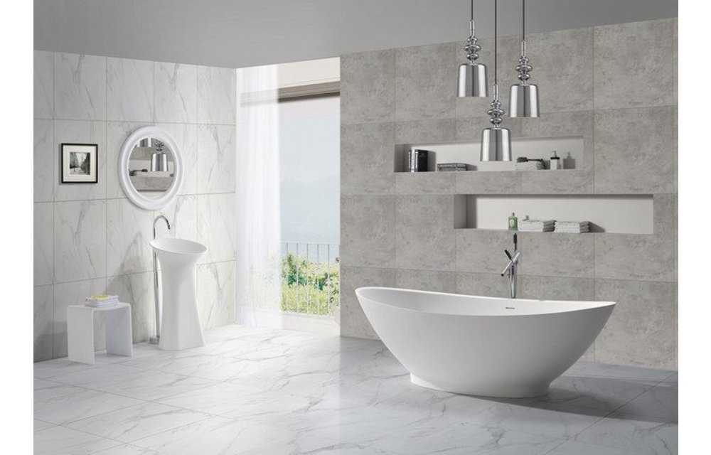 Vrijstaand ligbad Solid Surface 186 x 82 x 59 cm wit