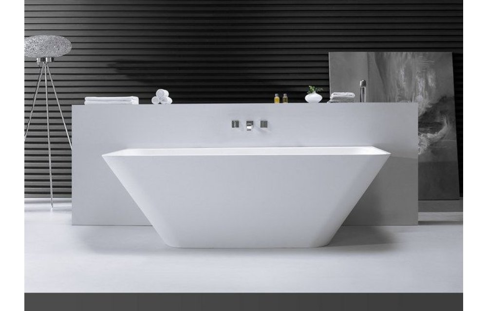 Inge semi vrijstaand ligbad Solid Surface 179 x 85 x 58 cm wit