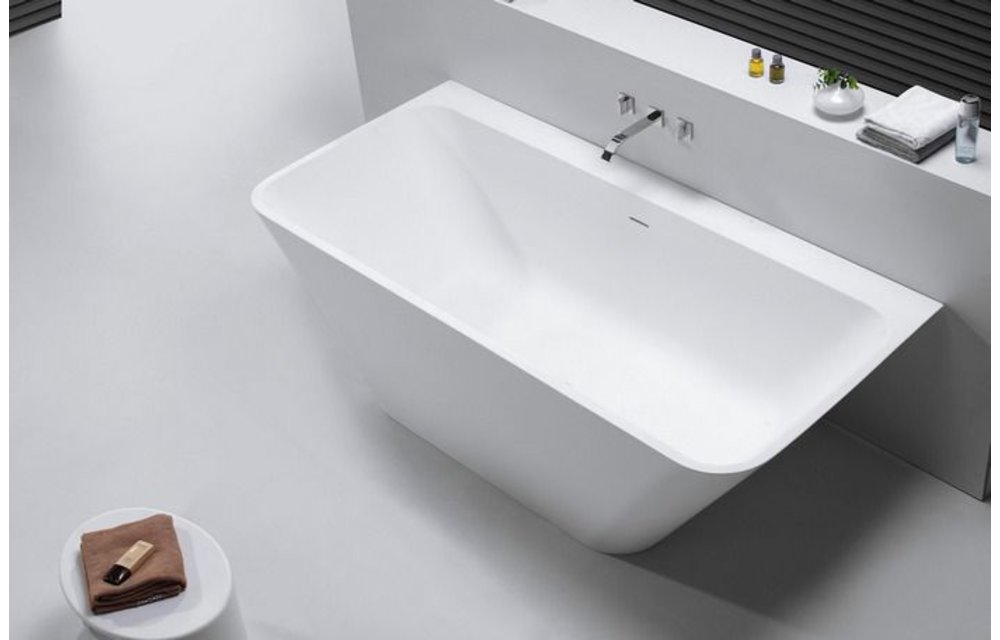 Inge semi vrijstaand ligbad Solid Surface 179 x 85 x 58 cm wit