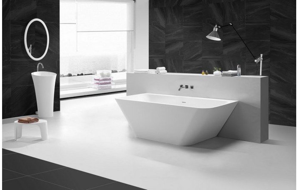 Inge semi vrijstaand ligbad Solid Surface 179 x 85 x 58 cm wit