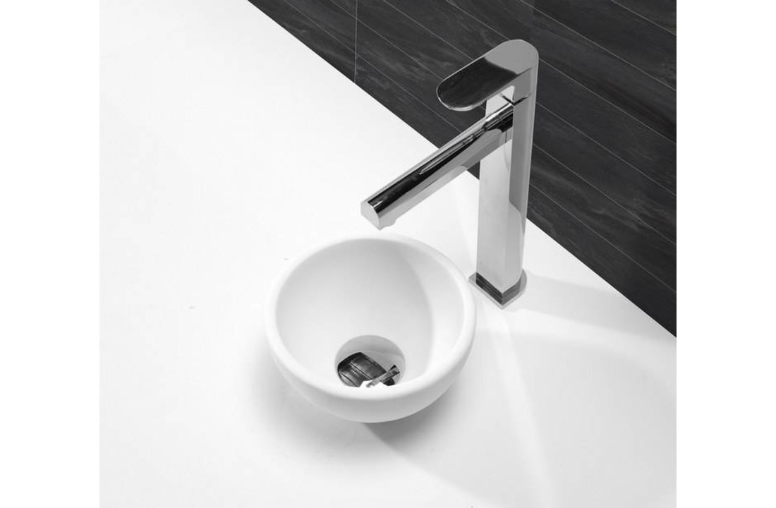 Tessa opzetfontein rond Solid Surface 20 x 20 cm wit