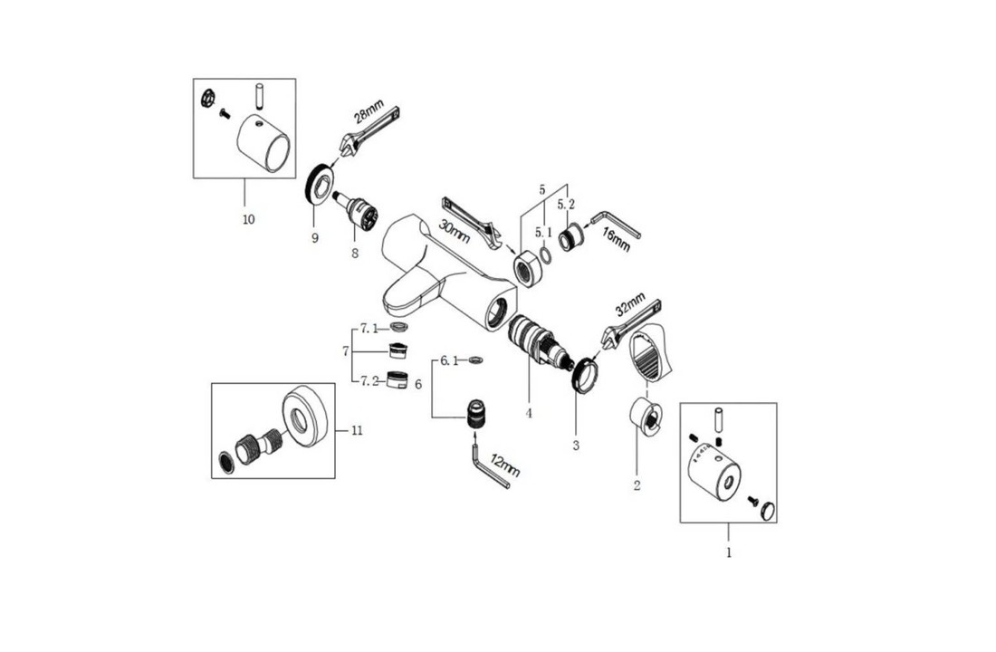 Caral thermostatische badmengkraan 15 cm zwart