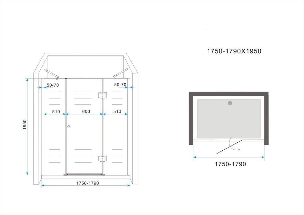 PELO XL Douchedeur 175x195 cm nisdeur - helder glas
