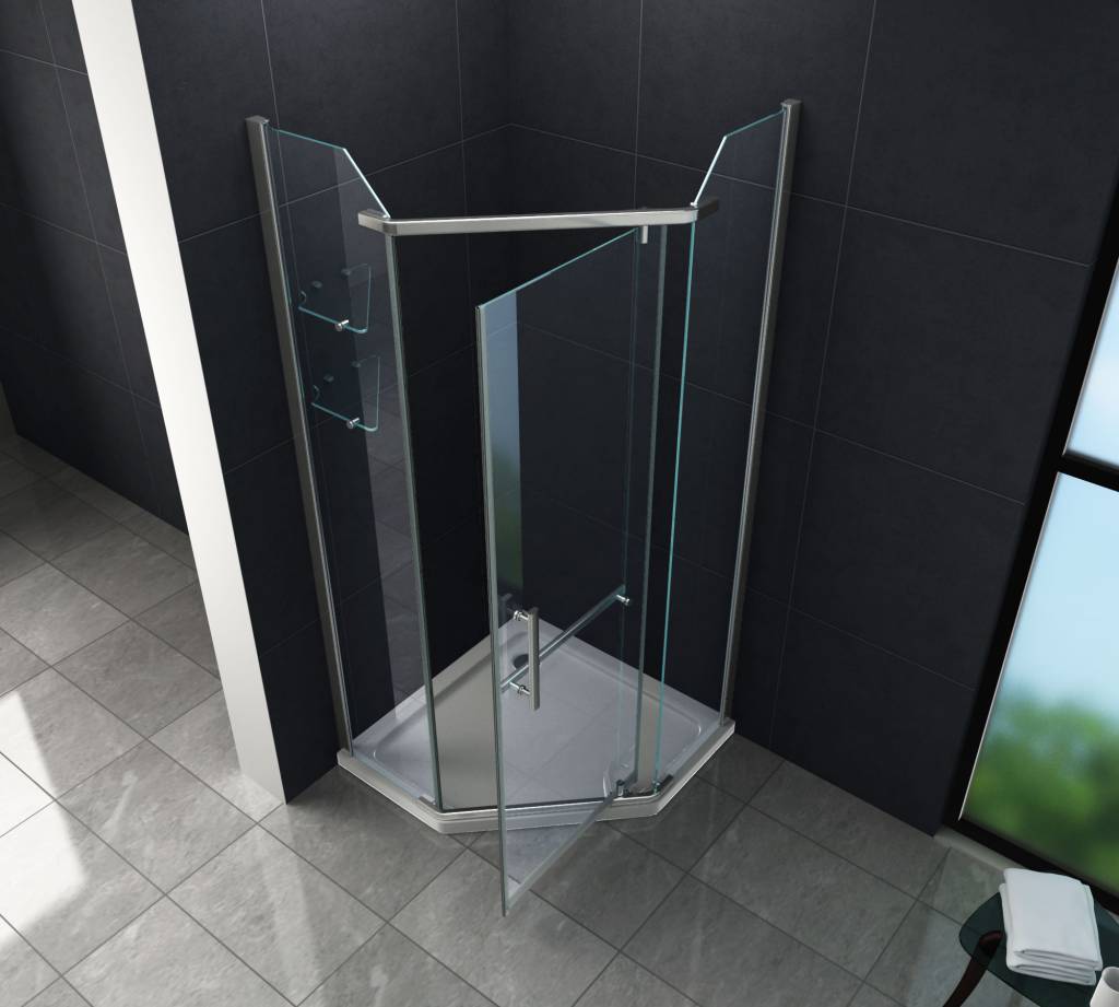 StalisPENTA vijfhoek douchecabine 90x90x195 cm met legplanken