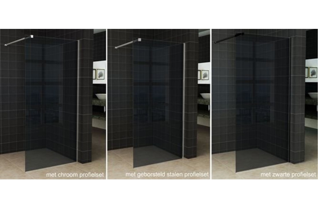 Wiesbaden Slim inloopdouche rookglas 120x200