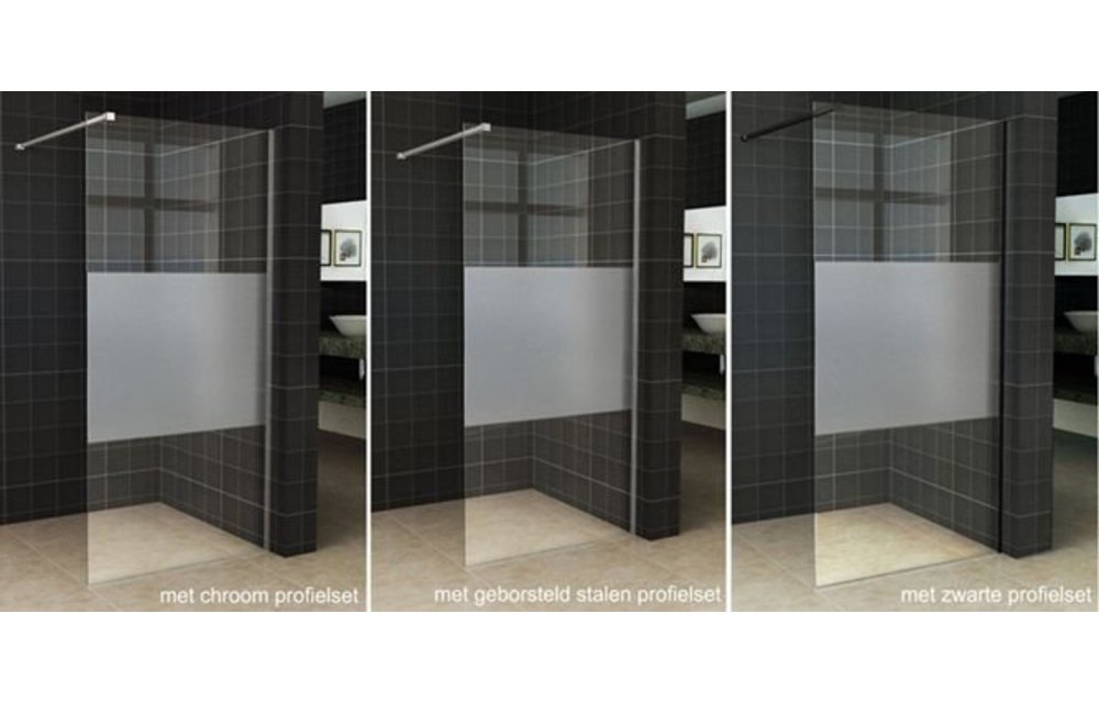 Wiesbaden Slim inloopdouche gedeeltelijk matglas 90x200