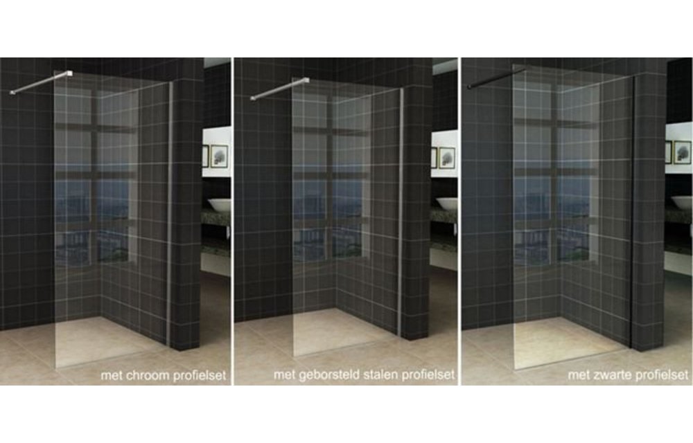 Wiesbaden Slim inloopdouche helder glas 105x200