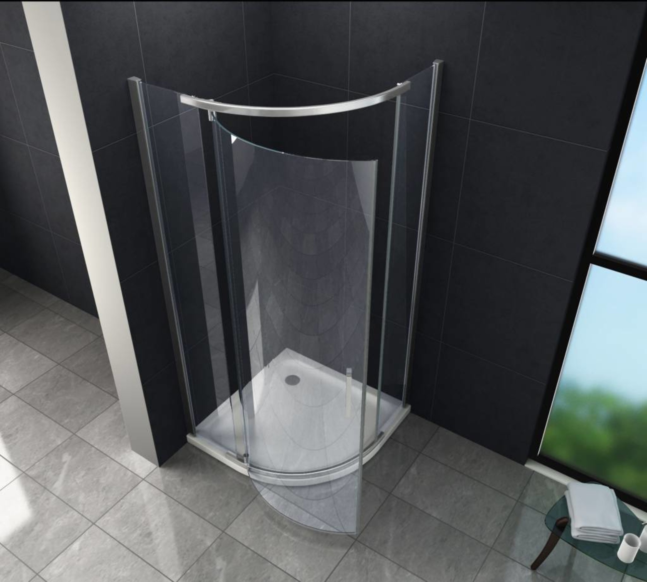 PAULO douchecabine kwartrond met draaideur 90x90x195 cm Sanidream.nl