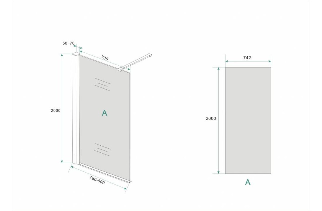 Aqua-Dark Inloopdouche 80x200 cm 10 mm donker glas