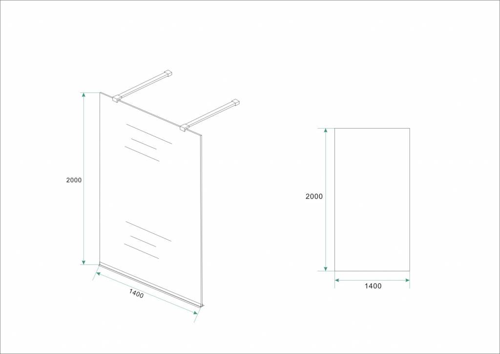 Aqua-LESS Inloopdouche profielloos design 140x200 cm