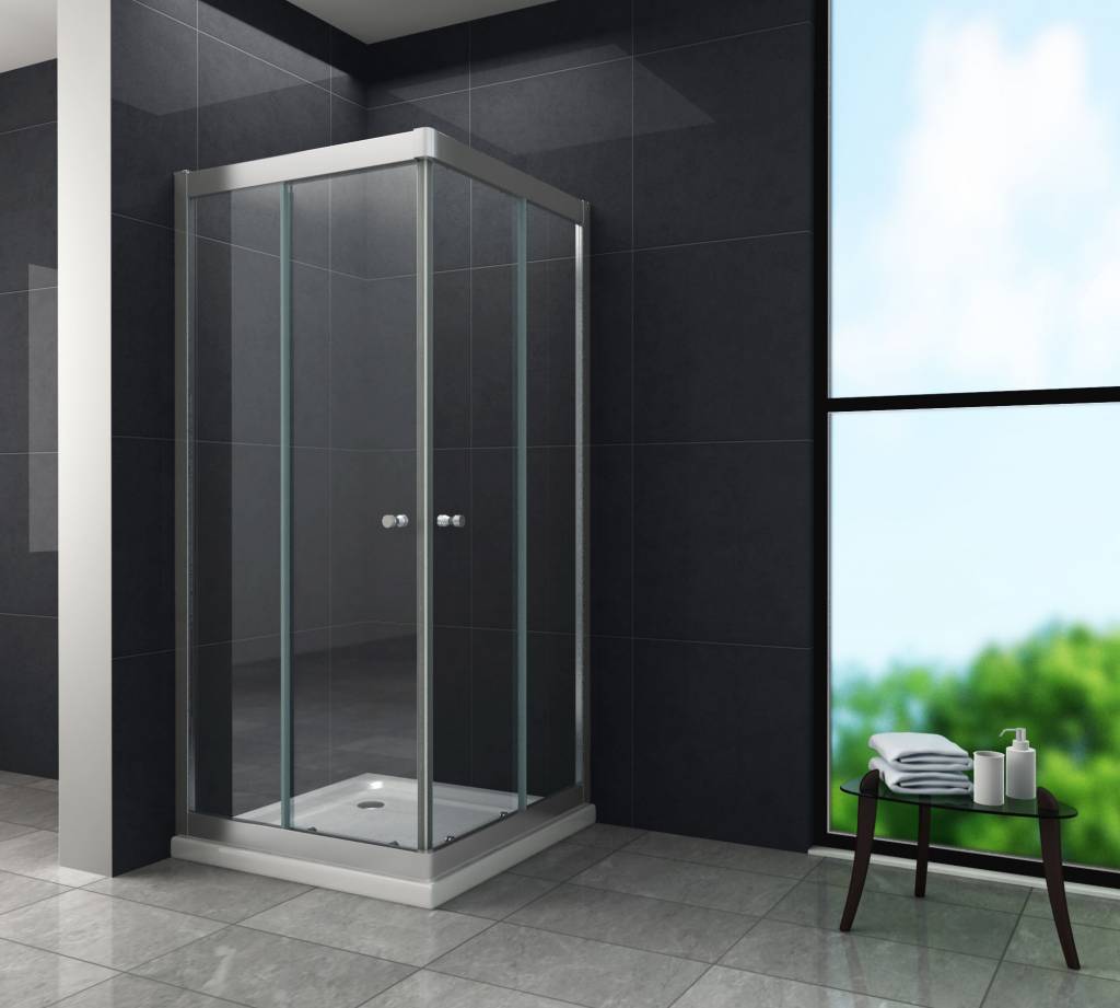 Slide Douchecabine Hoekinstap Schuifdeuren 90X90X195 huismerk kopen in de aanbieding