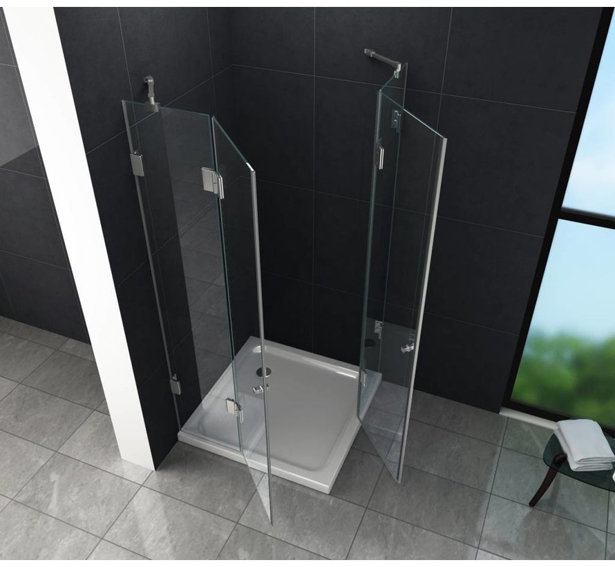 Luxor Douchecabine hoekinstap 100 x100 x 195 frame loze glas